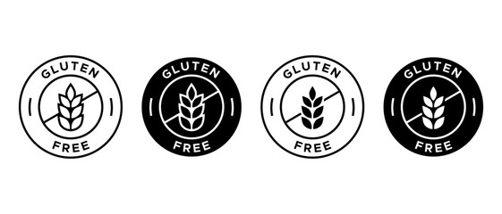 Gluten free icon vector set. Outline no gluten symbol