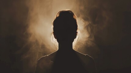 Striking silhouette of a person backlit with a warm glow creating a mysterious atmosphere - Powered by Adobe