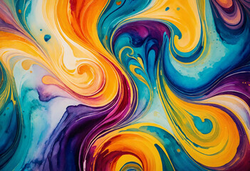 Fototapeta premium Colorful Chemistry Abstract Watercolor-Like Design with Flowing Colors and Swirls
