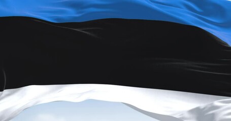 Closeup of national flag of Estonia waving in the wind