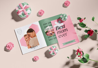 Mother's Day Greeting Card and Gifts Mockup