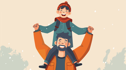 happy father with son on shoulders Vector style vector
