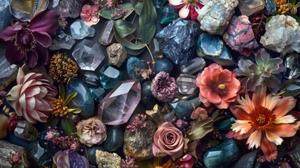 Gemstones with natural elements generative ai