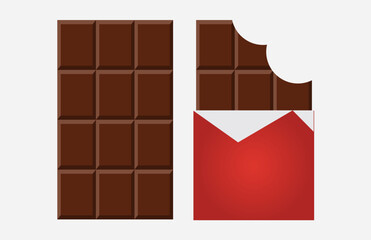 Milk chocolate bar isolated on white background