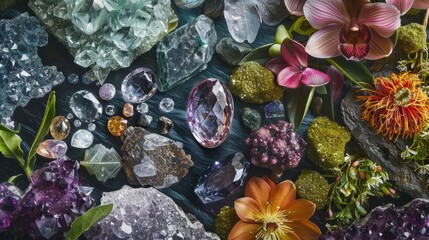 Gemstones with natural elements generative ai