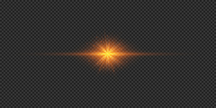 Orange horizontal light effect of lens flares