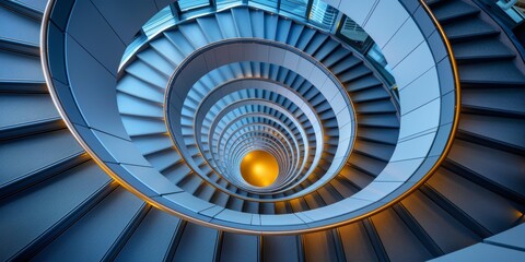 Spiral Staircase With Golden Central Light