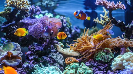 a variety of beautiful sea fish and coral reefs