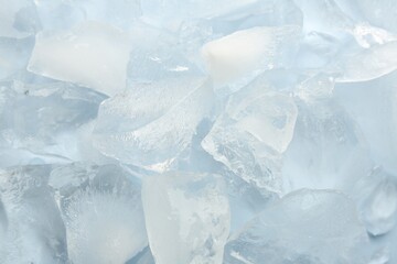 Pieces of crushed ice as background, closeup