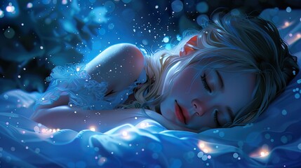 Good night, a sleeping sweet dream beautiful girl
