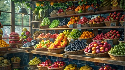 Craft an image of an artisanal fruit store