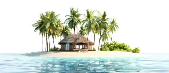 palm tree island isolated on white background