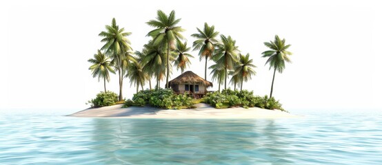 Fototapeta premium palm tree island isolated on white background