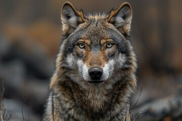 Portrait of a Gray Wolf (Canis lupus)