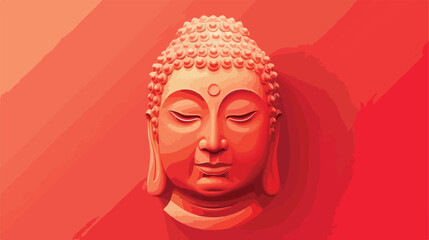 Head Buddha Statue on red background Vector style vector