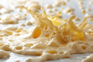 Milk splashes on white background, closeup,  Dairy product
