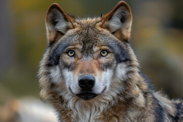 Portrait of grey wolf (Canis lupus signatus)