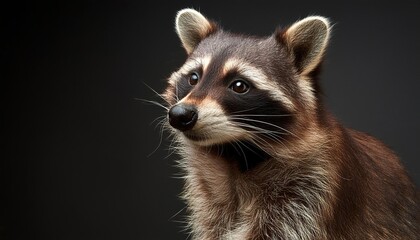 Fototapeta premium Raccoon close up head on black background