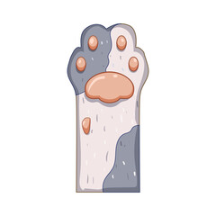 footprint cat paw cartoon. puppy trace, bear kitten, step walk footprint cat paw sign. isolated symbol vector illustration