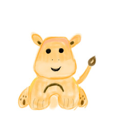 Yellow orange cute animal watercolor 