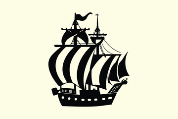 Pirate Ship vector illustration silhouette.