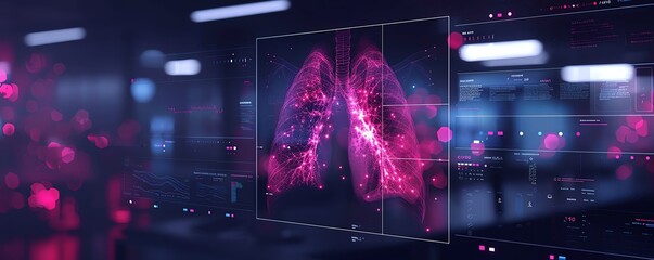 Healthcare team reviewing a digital chest xray showing signs of Chronic Obstructive Pulmonary Disease in a hospital