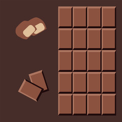 Chocolate bar icon. Flat illustration of chocolate bar vector icon for web design