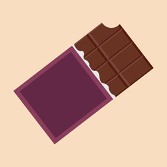 Chocolate bar icon. Flat illustration of chocolate bar vector icon for web design