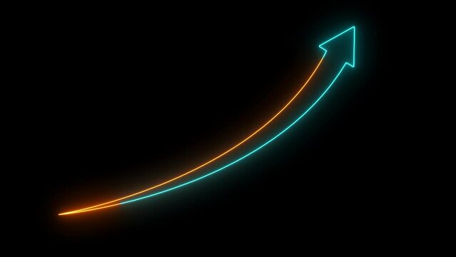 Abstract neon arrow growth , success concept. Profit growing icon animation. Growing business graph symbol animation.