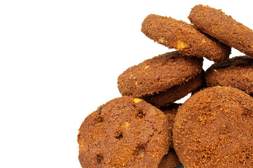 Chocolate cookies isolated on transparent background.