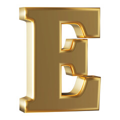 3d Font Golden Uppercase .  Letter E