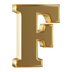 3d Font Golden Uppercase .  Letter F