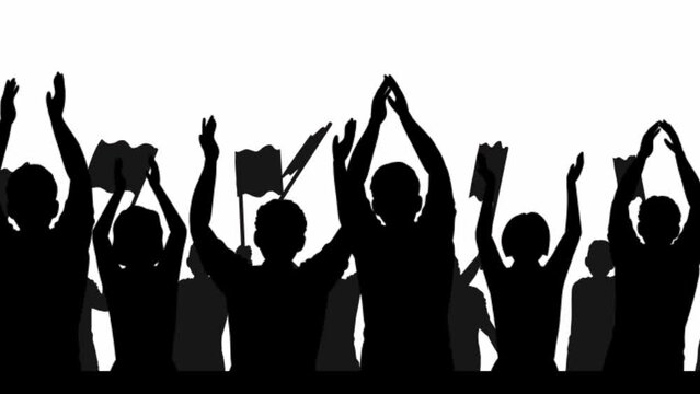 Animated video of a crowd of spectators clapping and cheering in the background of an alpha channel