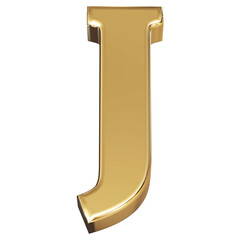 3d Font Golden Uppercase .  Letter J