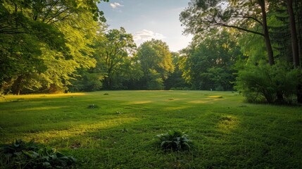 beautiful park with a meadow and trees