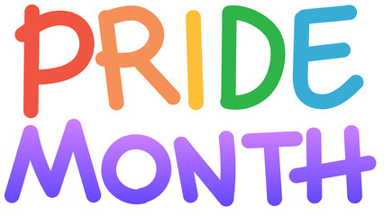 Pride month rainbow text typographic design, PNG file no background