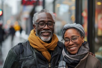 Fototapeta premium African American elderly couple winter portrait