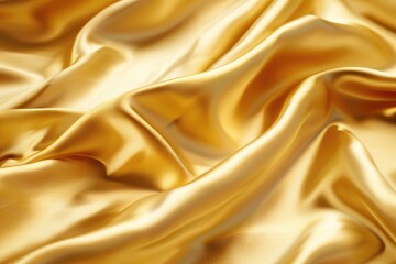 Fototapeta premium A luxurious background of gold satin, its surface creating smooth, flowing waves that evoke the elegance of a calm sea at night.