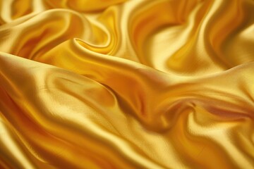 Fototapeta premium A luxurious background of gold satin, its surface creating smooth, flowing waves that evoke the elegance of a calm sea at night.