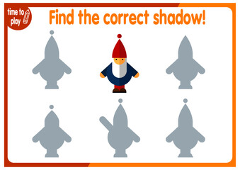 tasks for children's development. logical problems. find the right shadow. dwarf