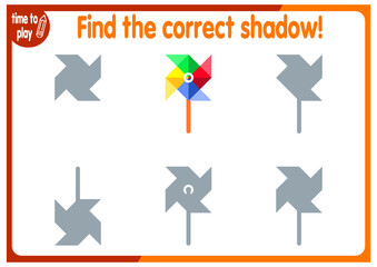 tasks for children's development. logical problems. find the right shadow. pinwheel