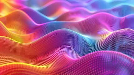 Abstract colorful gradient wave 3d rendering, chromatic dispersion and thin film spectral effect