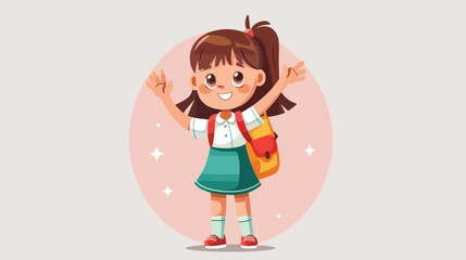 Kid Girl student Raising Hand cartoon Vector style vector