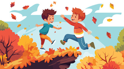 kid helping friend that falling Vector style vector 
