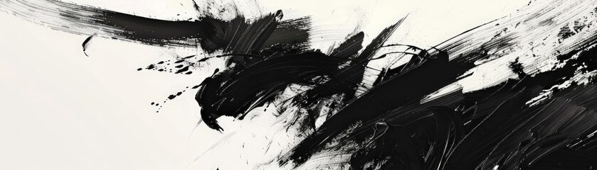 abstract minimalist art print with bold brushstrokes in black and white