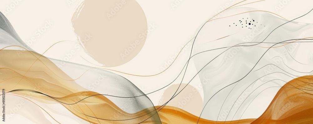 Poster abstract minimalist art print with fluid shapes in the form of waves