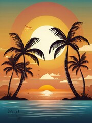 Summer banner design on the background.