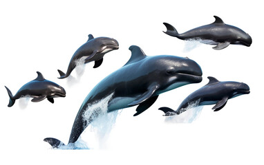 Marine Mammal Gathering Isolated On Transparent Background PNG.