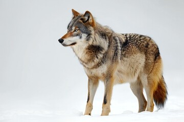 Naklejka na ściany i meble Gray wolf (Canis lupus signatus) in winter