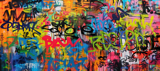 Bold colors come to life in this street art mural, showcasing an artistic vision through varied textures and patterns that create a dynamic composition on the wall.